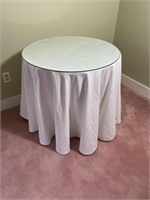 Round Skirted Glass Topped Table
