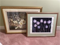 2 Large Framed Floral Prints