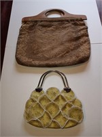 Funky leather purse and Yarn bag