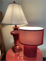 2 Red Table Lamps