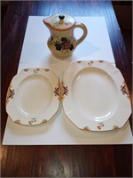 Two Alfred Meakin Princess platters, pitcher