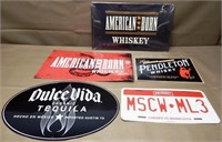 Whiskey, Tequila & Smirnoff Tin Signs (5)