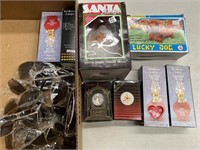 Box lot containing lamps, sunglasses, toys