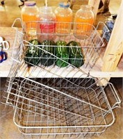 Vintage Glass Bottles, Jars & Wire Baskets