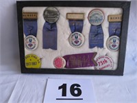 FIREMEN'S BADGES WITH RIBBONS (6 RIBBONS & 2