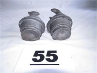 PAIR OF SOLID LEAD POST  TOPPERS, FISH, 5 1/2"