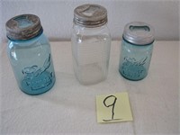 3 Vintage Jars with glass seal lids