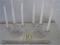 2 Glass 3 tier Candle Holders