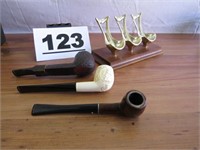 3 PIPES W/STAND (BRIAR, ROMA ITALY, UNSIGNED)