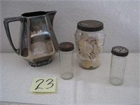 Old Glass Jars & EPNS 4 PTS Pitcher