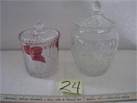 2 Glass Cracker/Cookie/Candy Jars