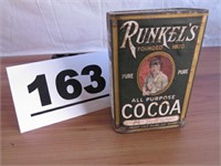 RUNKEL'S COCOA ADV. TIN, EMBOSSED TOP, NEVER