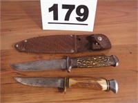 2 GERMAN MADE HUNTING KNIVES, ONE W/BONE HANDLE