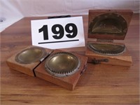 2 VINTAGE BRASS & WOOD CANDY MOLDS