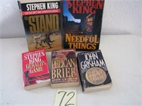 3 Stephen King Books & 2 John Grisham Books