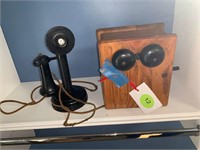ANTIQUE CANDLESTICK PHONE AND BOX!
