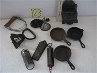 Vintage Kitchen Items, Cast Iron Pieces, Etc.
