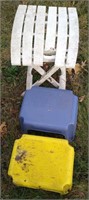 Two small step stools. Dimensions: 11"L x 14"W x