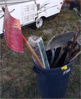 Trash barrel of shovels