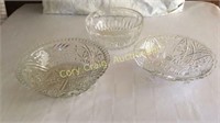 (3) Pressed Glass Bowls