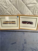 Pair of Framed Railroad Engine Prints