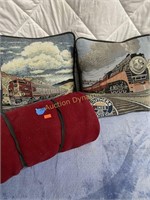 Railroad Train Pillows & Zip up Snugly Blankie