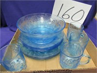 Glass plates / cups / bowls in Blue