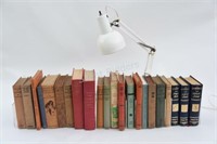 Collector Hard Cover Books & Desk Lamp