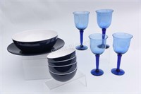 Hand Blown Stemware Glasses, Patio Dessert Set