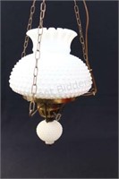 Hobnail Milk Glass Hanging Fixture with Fluted Top