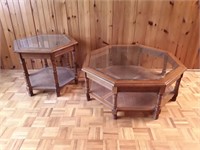 2 Octagon Tables With Glass Top 37x37x15,