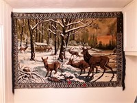 Wall Tapestry Of Elk Scene 72x48