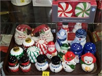 Tray Lot of Assorted Xmas S&P Shakers
