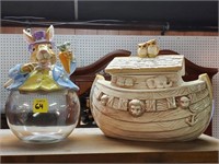 Noah's Ark & Bunny Cookie Jars