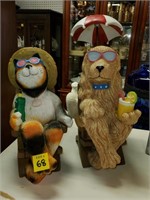 Resin Dog & Cat Lounging on Chairs Statues
