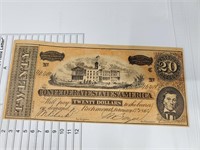 Confederate $20 & Bolivian Cien Bolivianos