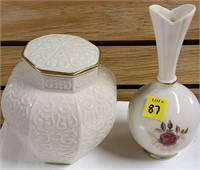 Lenox Arabesque Gold Jar & Bud Rose Vase