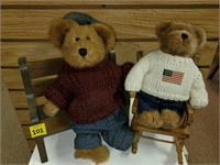 Lot of 2 Boyd Bears on Rocking Chair & Bench