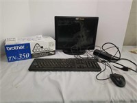 Hp Computer Monitor, Key Board, Mouse, And Toner