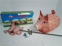 10 Piece Light Up Pig Set, Piggy Bank, Garden