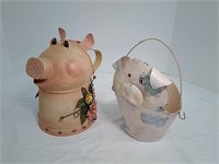 Piggy Watering Can & Pig Garden Pot