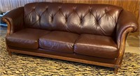 3 Cushion Wood Framed Leather Sofa