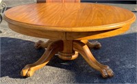 42" Round Oak Claw Foot Coffee Table