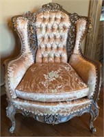 Ornate Tufted Back Parlor Chair