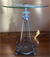 25" Glass Top Side Table