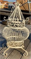 24" Decorative White Metal Bird Cage