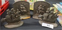 2 SETS OF ANTIQUE SAILING SHIPS BOOKENDS