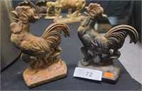 ANTIQUE ROOSTER CAST IRON BOOKENDS