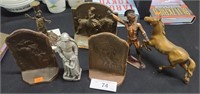 ANTIQUE BRASS BOOKENDS & STATUES