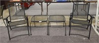 OUTDOOR METAL TABLE & 2 FOLDING CHAIRS